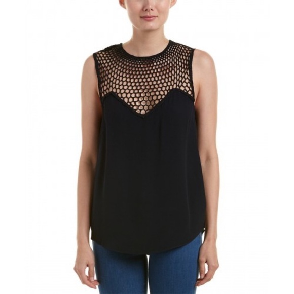 ALC Nicky Silk Lace Crocheted Yoke Sleeveless Top - Picture 1 of 7